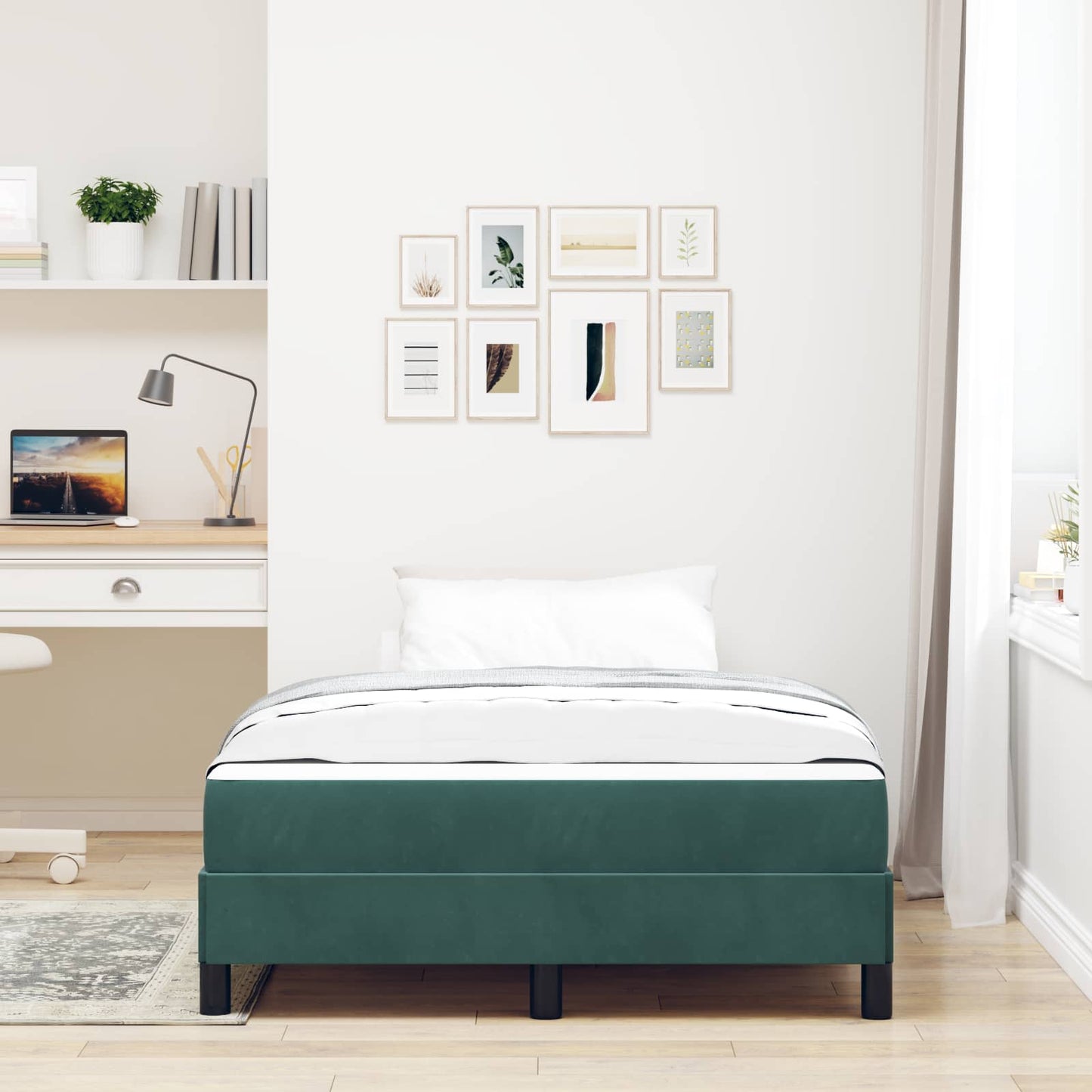 vidaXL Κρεβάτι με ελατήρια Σκούρο Πράσινο 120 x 190 cm ύφασμα