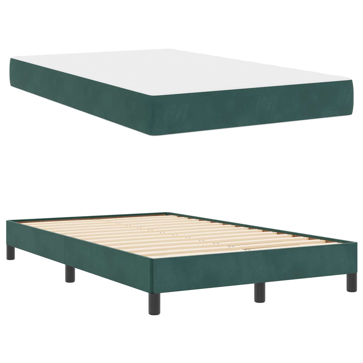 vidaXL Κρεβάτι με ελατήρια Σκούρο Πράσινο 120 x 190 cm ύφασμα