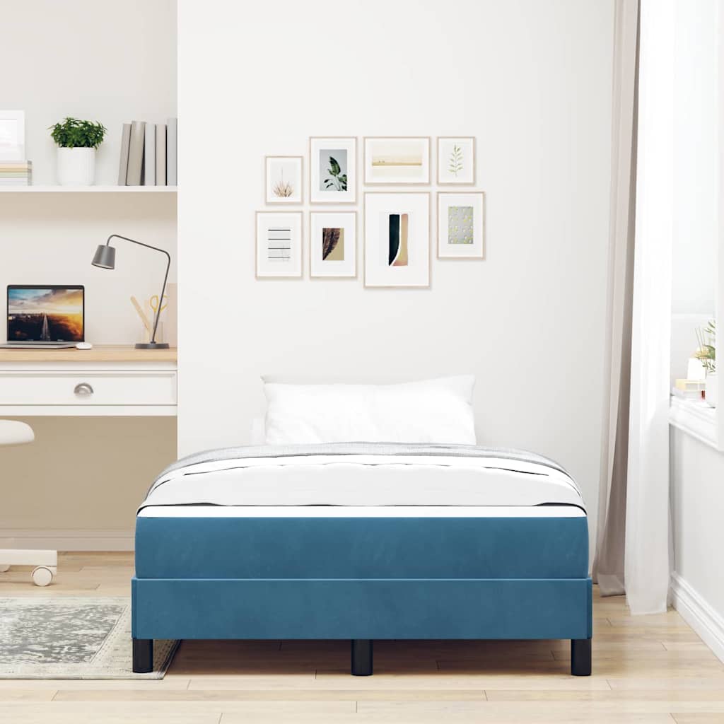 vidaXL Κρεβάτι box spring με στρώμα Σκούρο Μπλε 120 x 200 cm Βελούδο