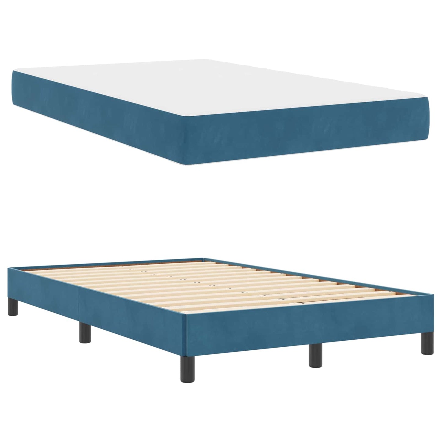 vidaXL Κρεβάτι box spring με στρώμα Σκούρο Μπλε 120 x 200 cm Βελούδο