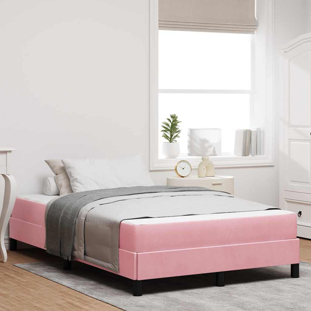 vidaXL Κρεβάτι box spring με στρώμα με στρώμα Ροζ 120 x 200 cm Βελούδο
