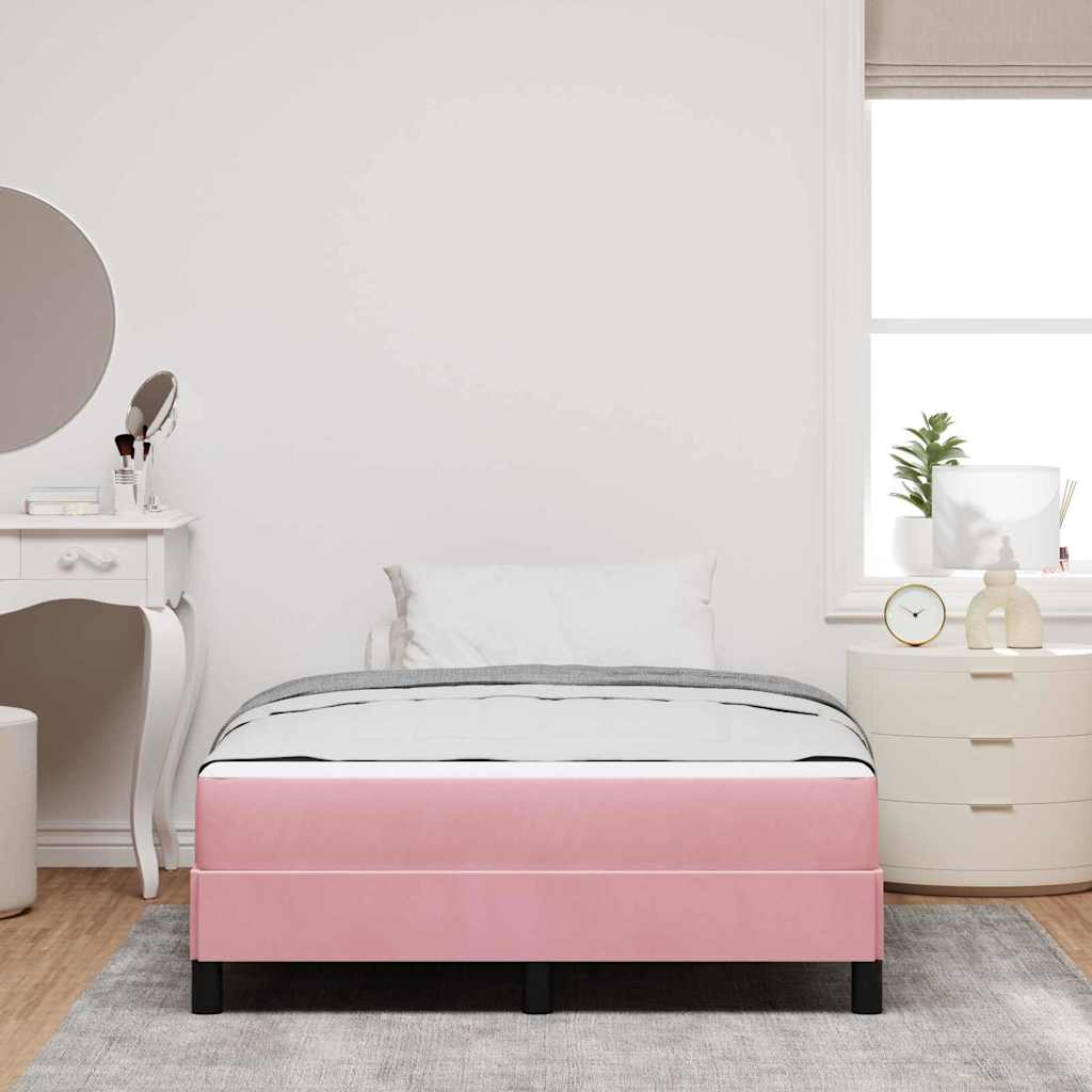 vidaXL Κρεβάτι box spring με στρώμα με στρώμα Ροζ 120 x 200 cm Βελούδο