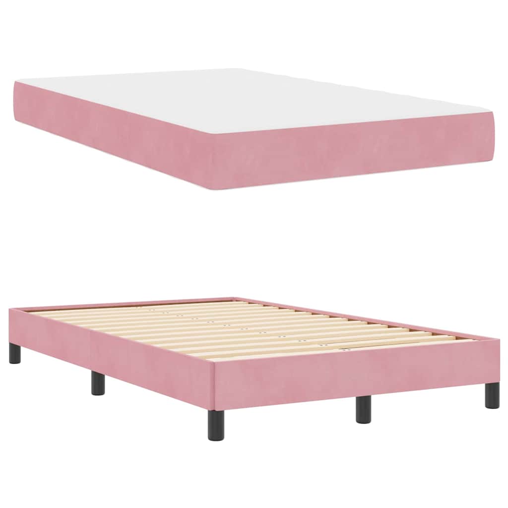 vidaXL Κρεβάτι box spring με στρώμα με στρώμα Ροζ 120 x 200 cm Βελούδο