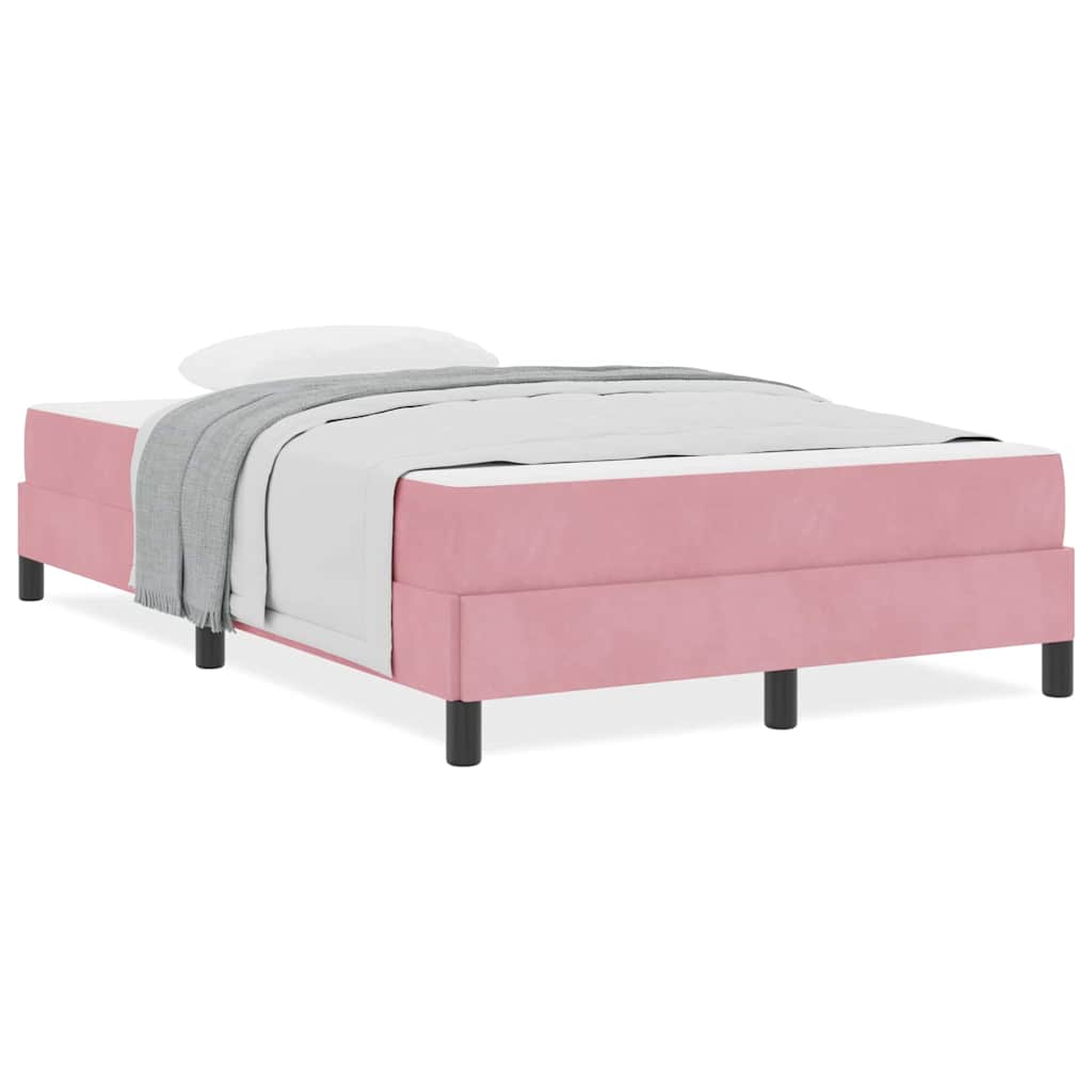 vidaXL Κρεβάτι box spring με στρώμα με στρώμα Ροζ 120 x 200 cm Βελούδο