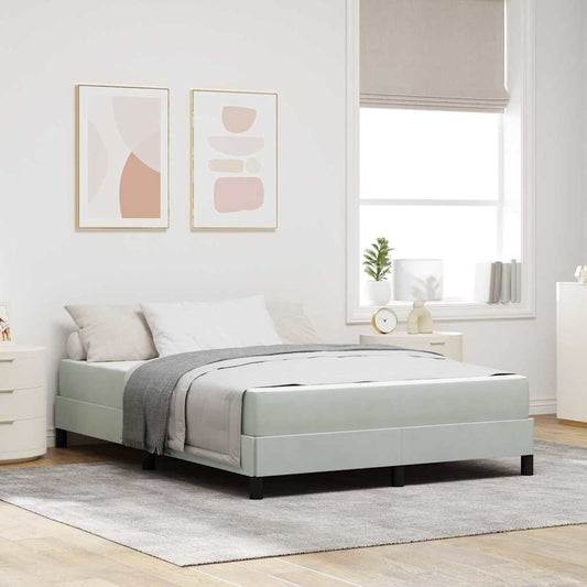 vidaXL Κρεβάτι box spring με στρώμα Ανοιχτό γκρι 140 x 190 cm Βελούδο