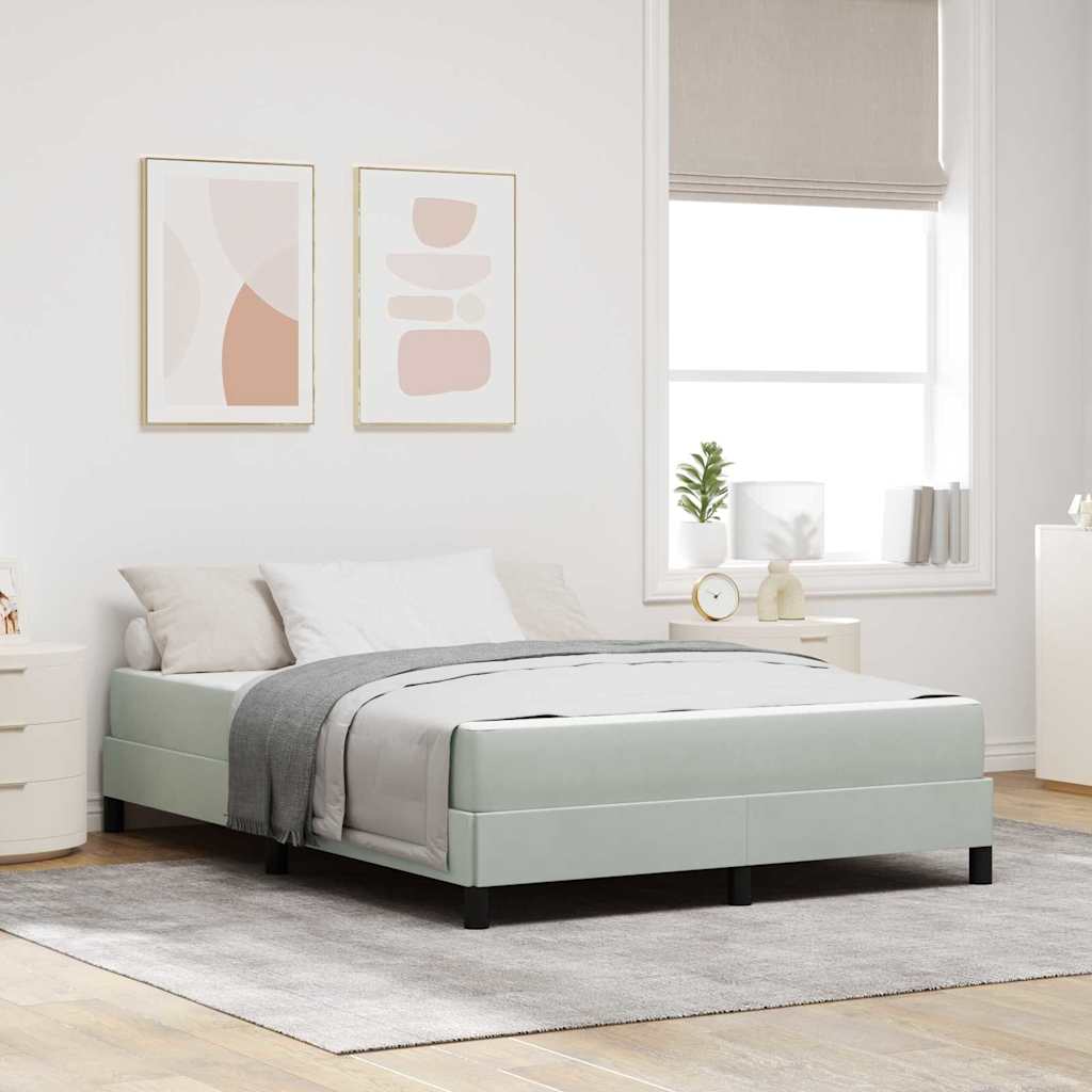 vidaXL Κρεβάτι box spring με στρώμα Ανοιχτό γκρι 140 x 190 cm Βελούδο