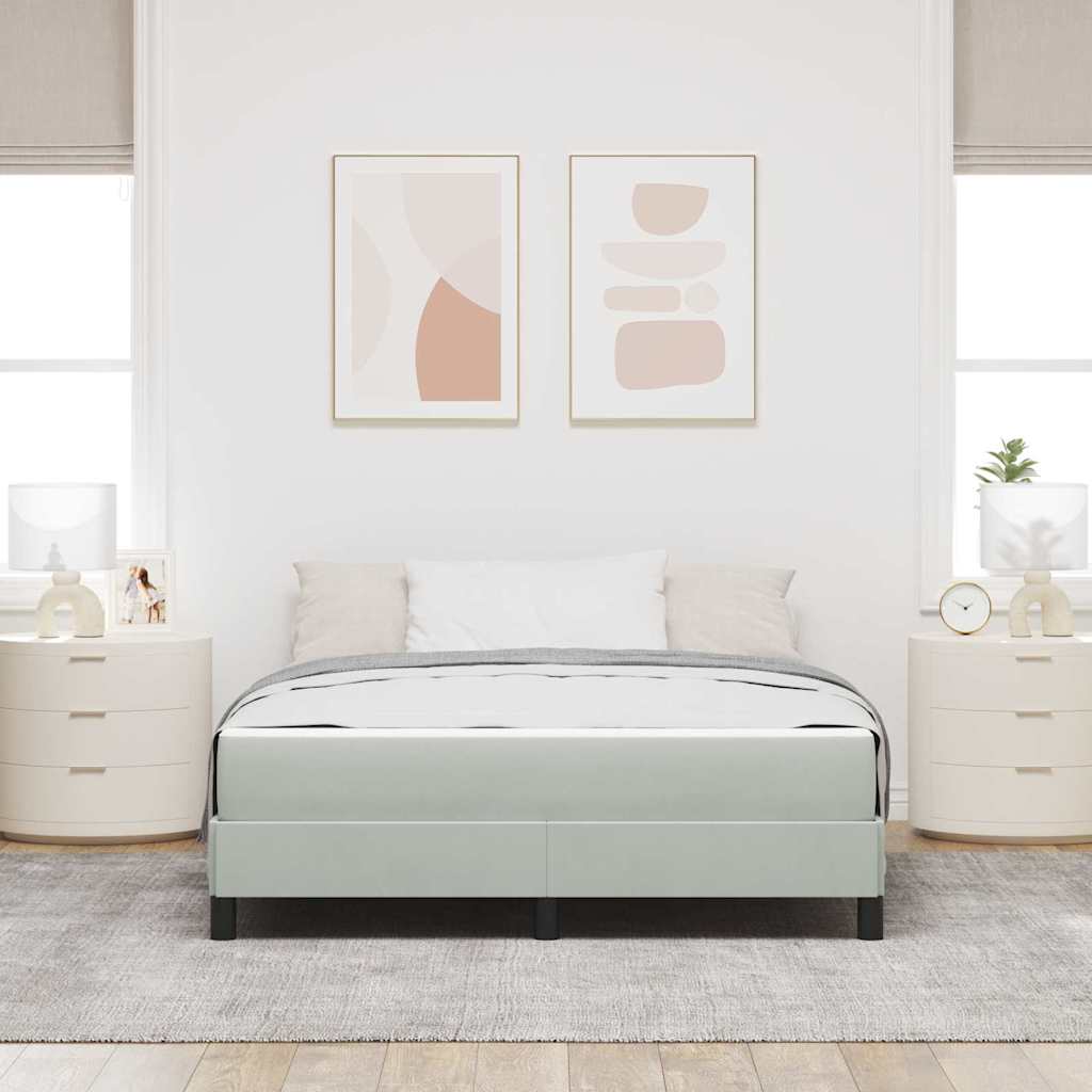 vidaXL Κρεβάτι box spring με στρώμα Ανοιχτό γκρι 140 x 190 cm Βελούδο