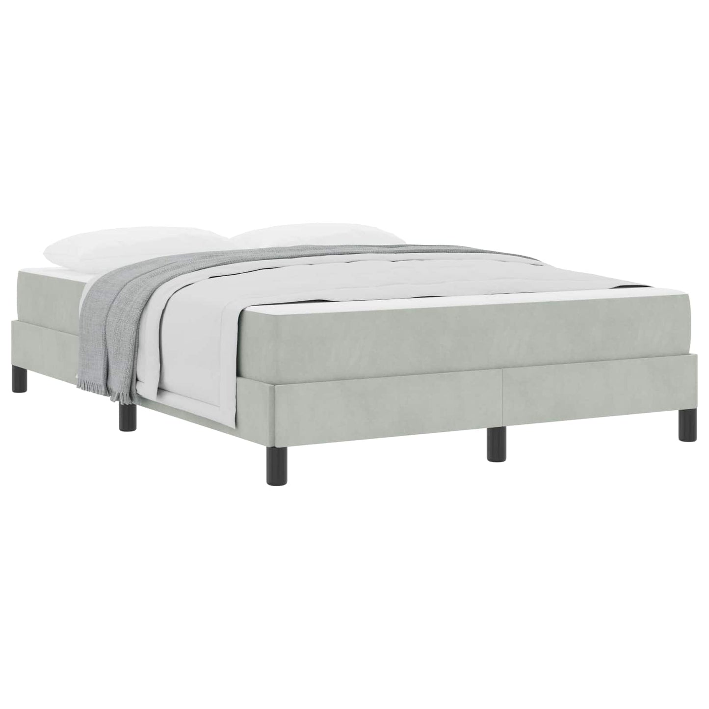 vidaXL Κρεβάτι box spring με στρώμα Ανοιχτό γκρι 140 x 190 cm Βελούδο