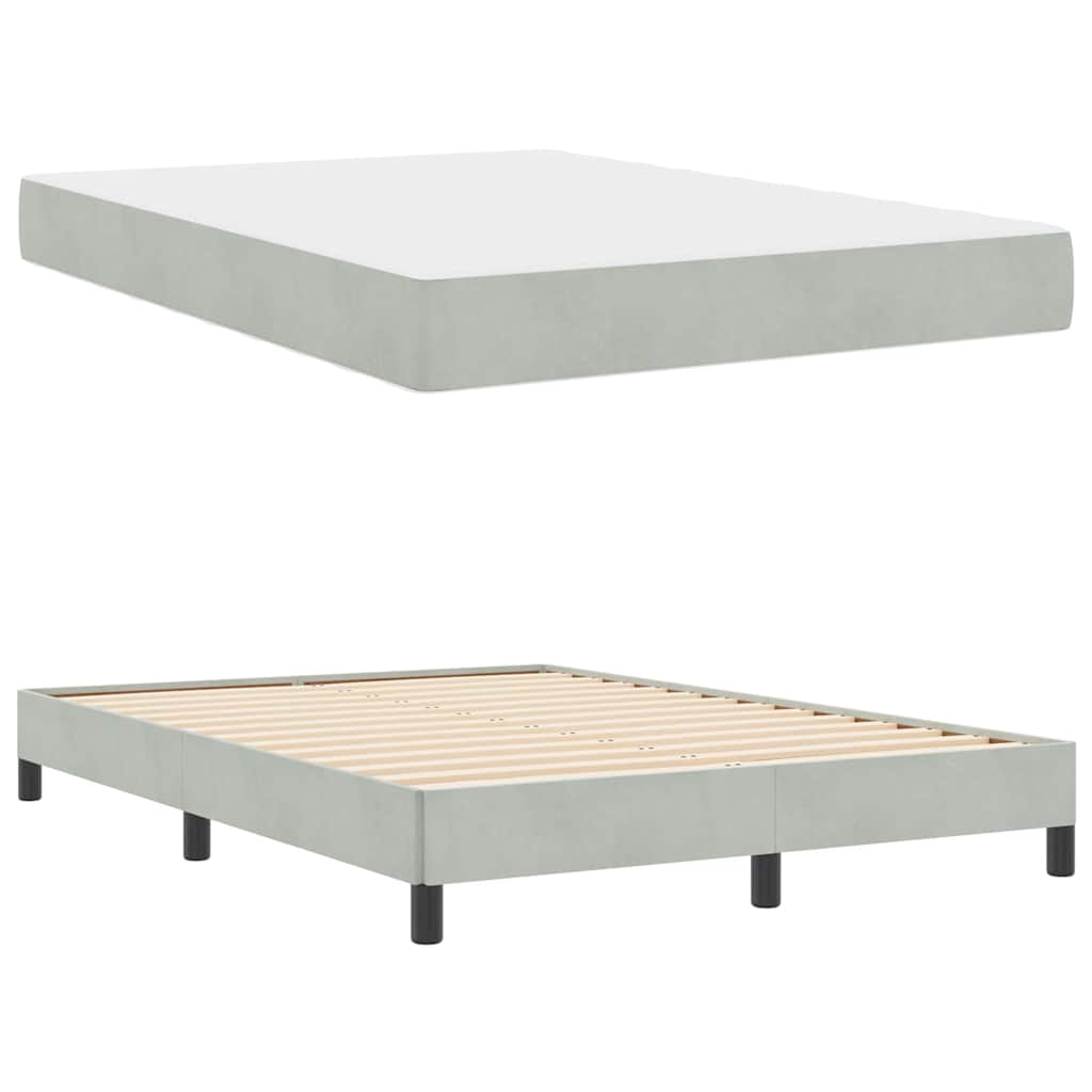 vidaXL Κρεβάτι box spring με στρώμα Ανοιχτό γκρι 140 x 190 cm Βελούδο