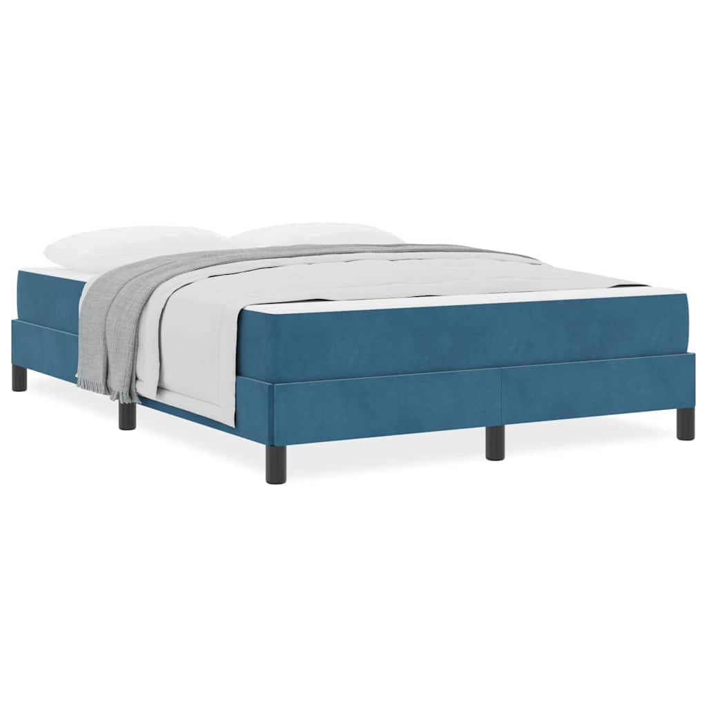 vidaXL Κρεβάτι box spring με στρώμα Σκούρο Μπλε 140 x 190 cm Βελούδο