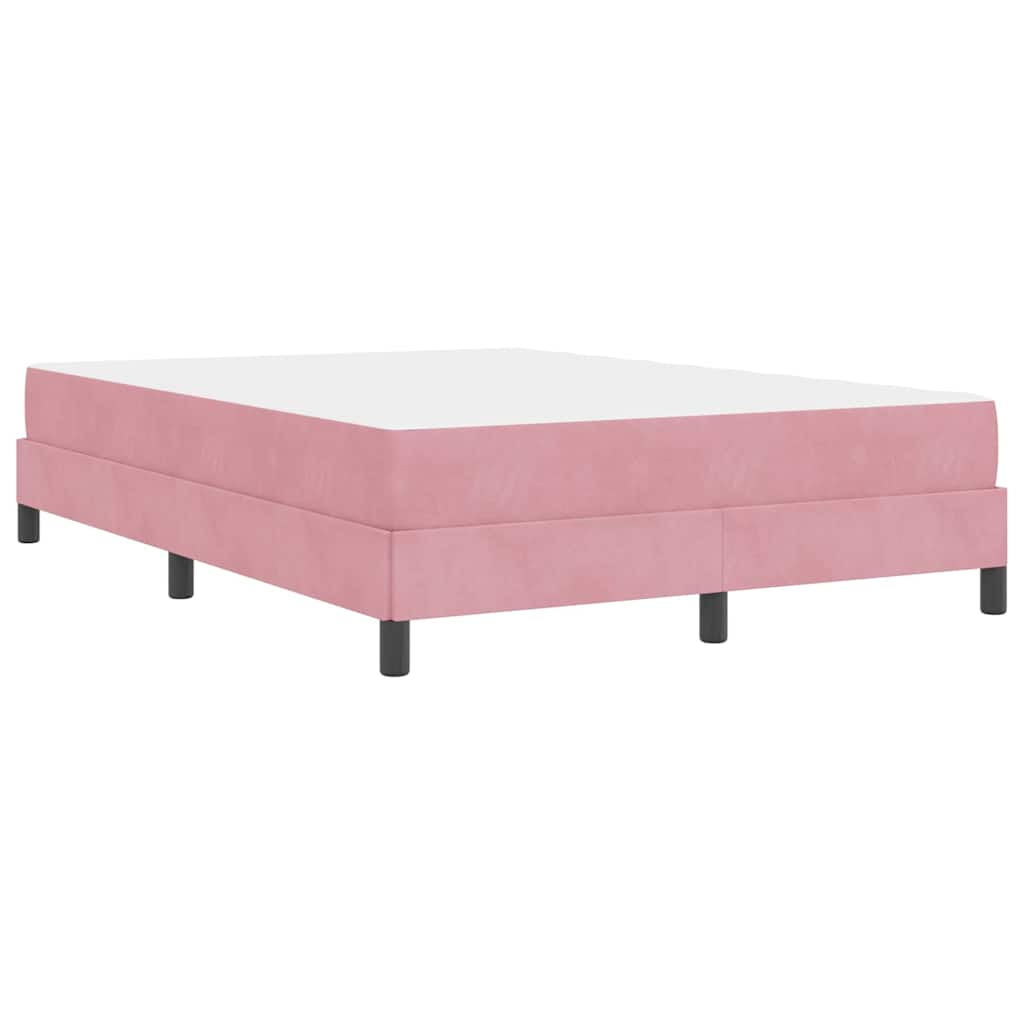 vidaXL Κρεβάτι box spring με στρώμα με στρώμα Ροζ 140 x 190 cm Βελούδο