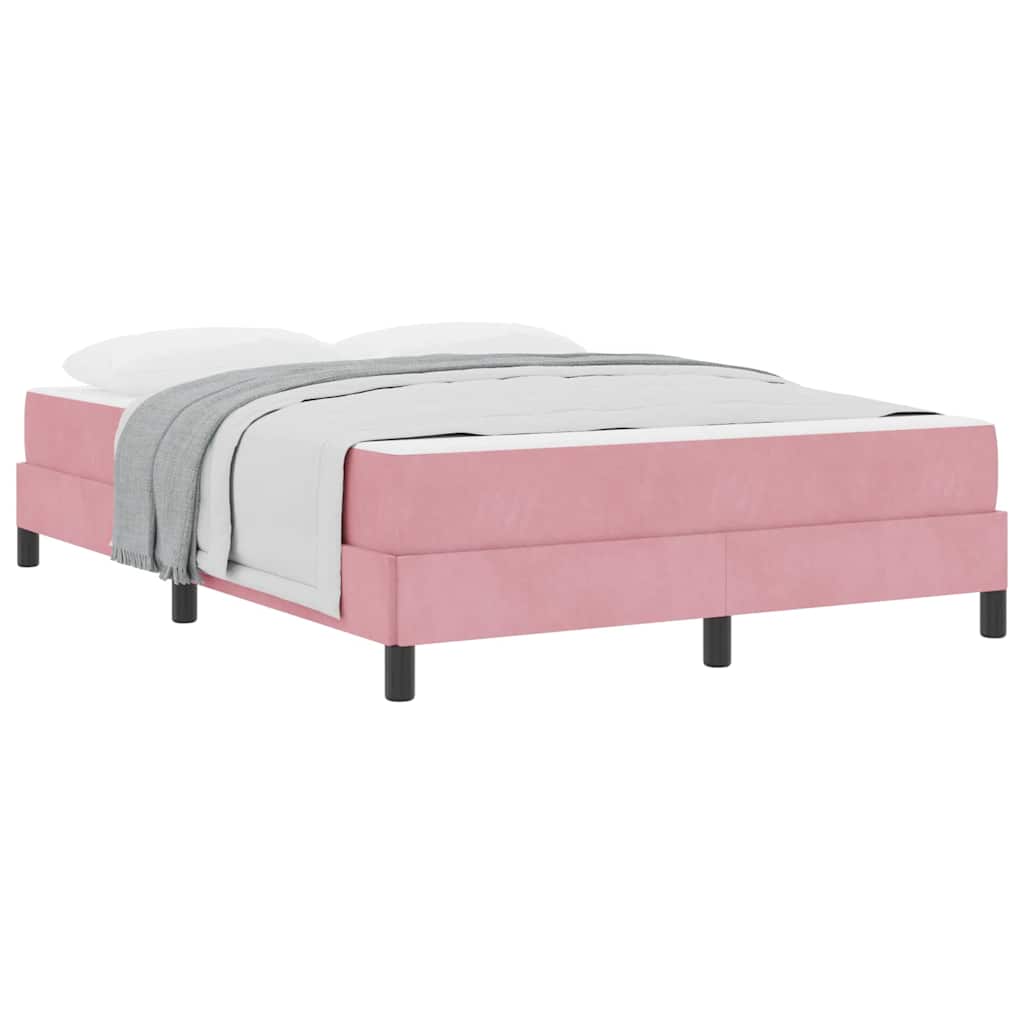 vidaXL Κρεβάτι box spring με στρώμα με στρώμα Ροζ 140 x 190 cm Βελούδο