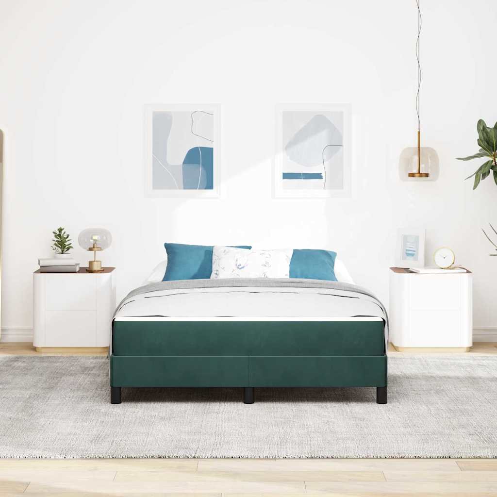 vidaXL Κρεβάτι box spring με στρώμα Σκούρο Πράσινο 140 x 200 cm