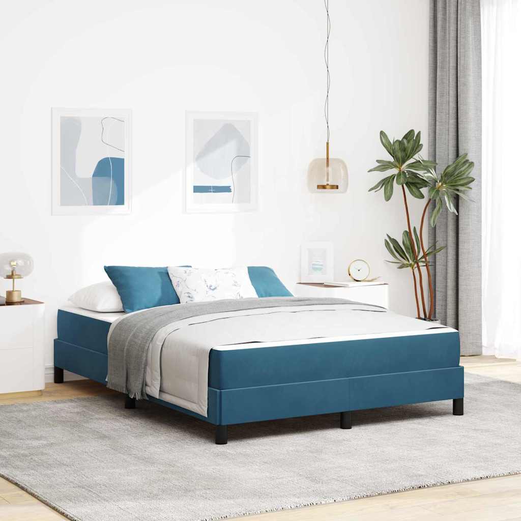 vidaXL Κρεβάτι box spring με στρώμα Σκούρο Μπλε 140 x 200 cm Βελούδο