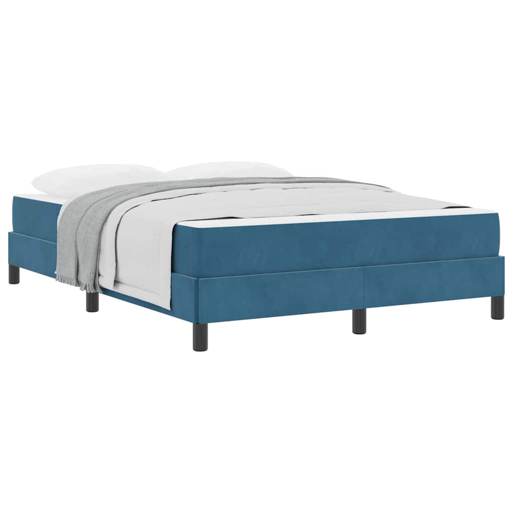 vidaXL Κρεβάτι box spring με στρώμα Σκούρο Μπλε 140 x 200 cm Βελούδο