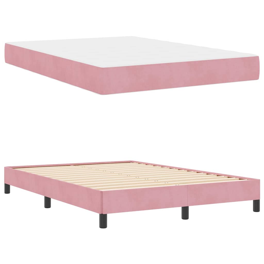 vidaXL Κρεβάτι με ελατήρια με στρώμα Ροζ 140 x 200 cm ύφασμα