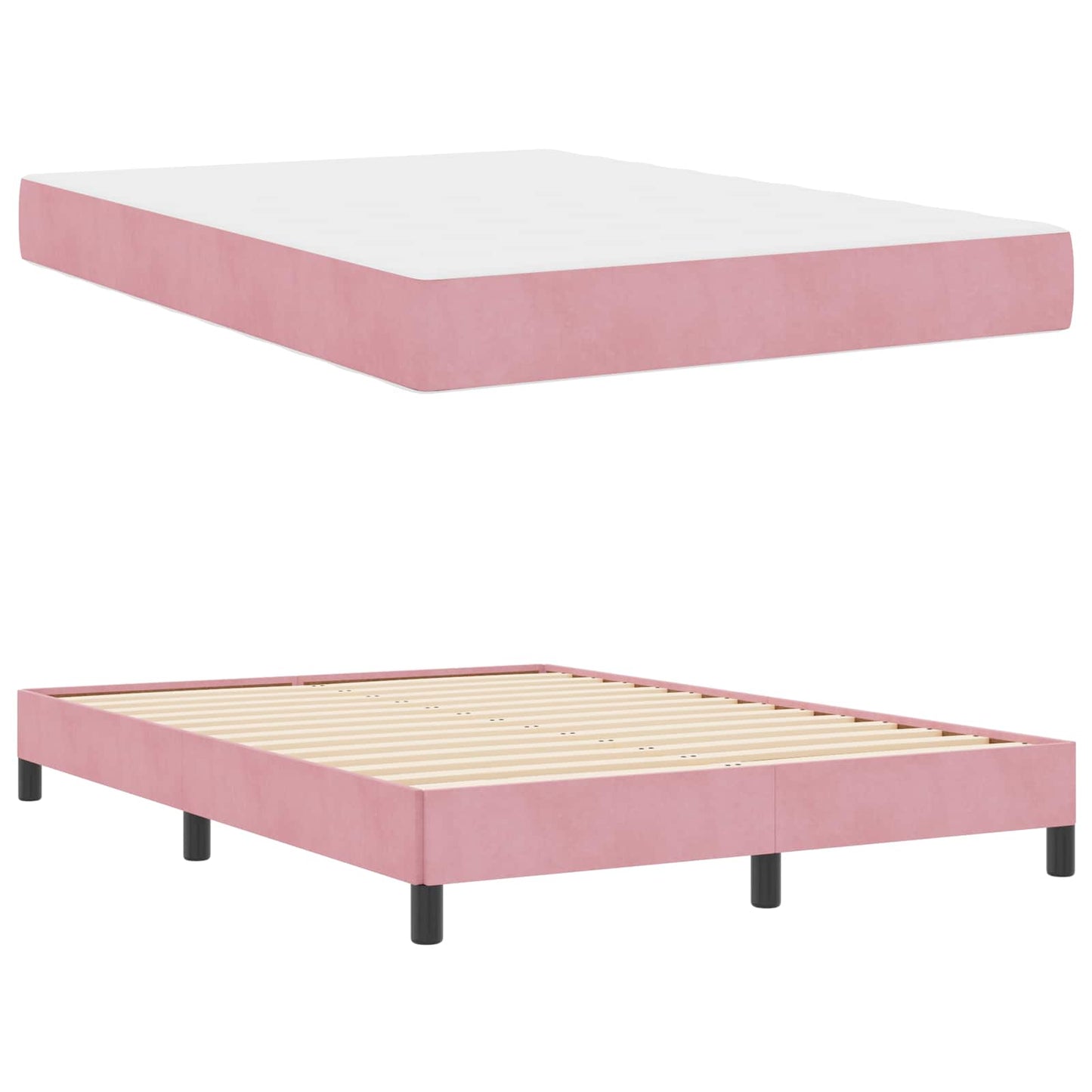 vidaXL Κρεβάτι με ελατήρια με στρώμα Ροζ 140 x 200 cm ύφασμα