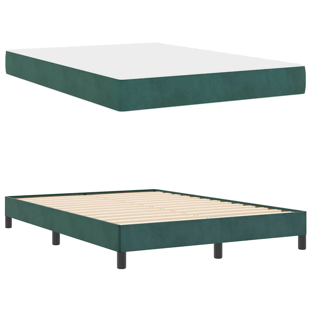 vidaXL Κρεβάτι box spring με στρώμα Σκούρο Πράσινο 160 x 200 cm
