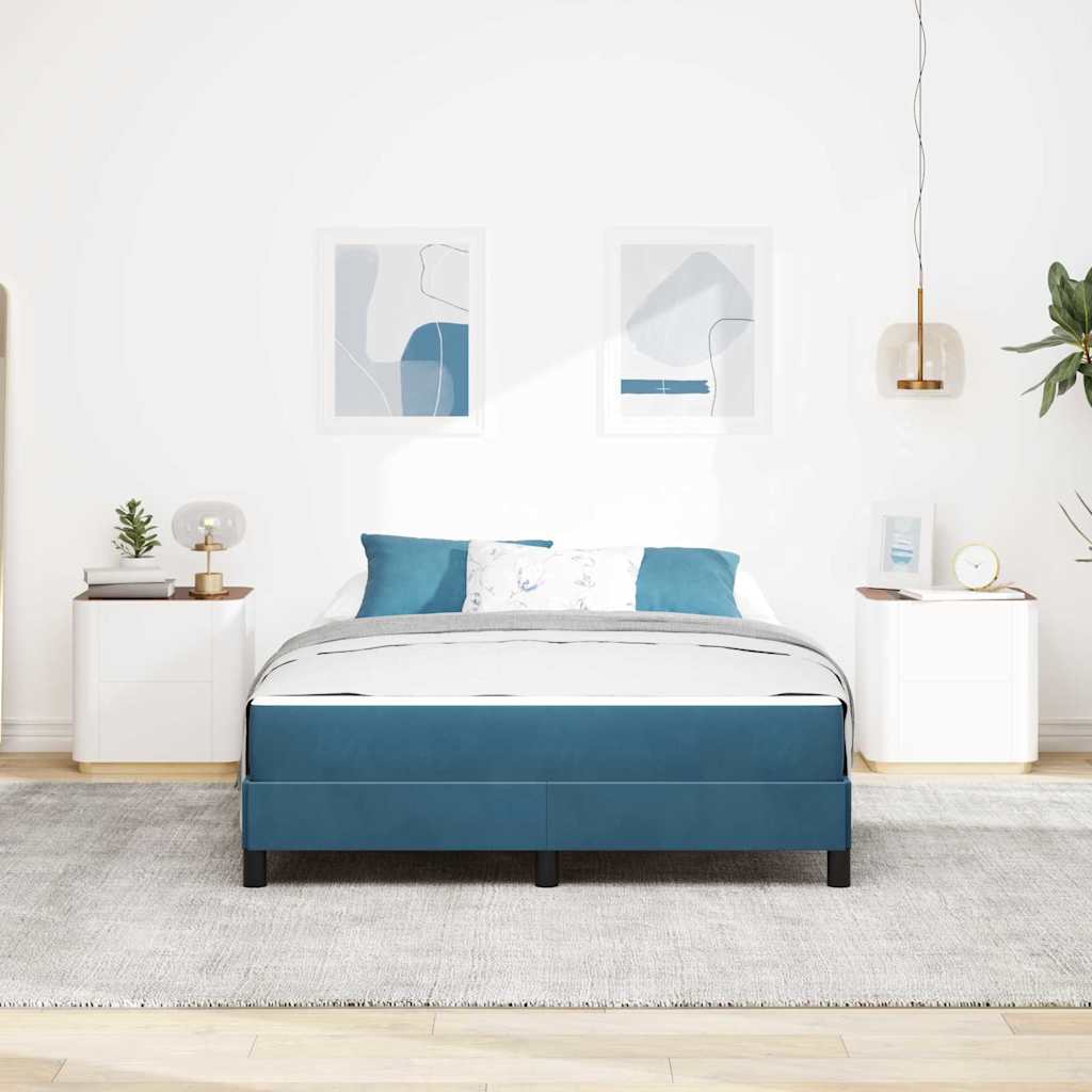 vidaXL Κρεβάτι box spring με στρώμα Σκούρο Μπλε 160 x 200 cm Βελούδο