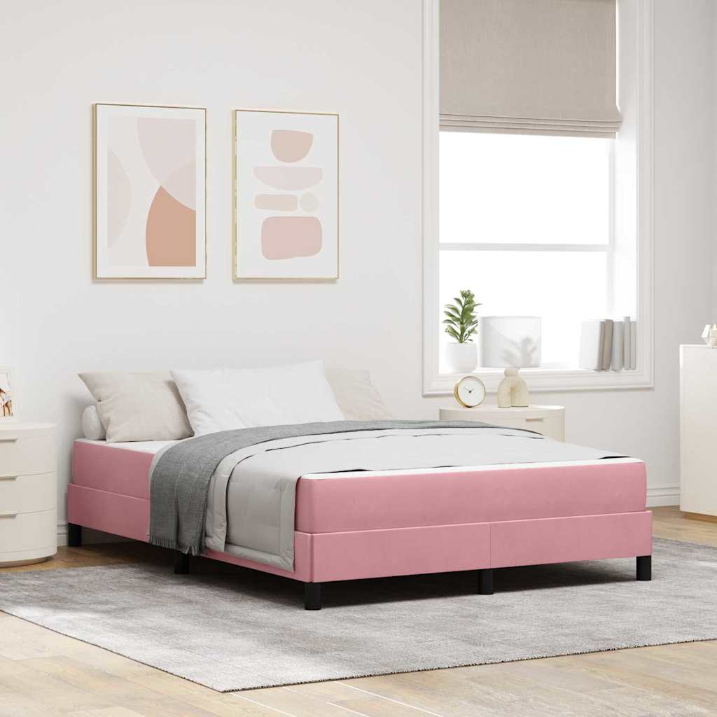 vidaXL Κρεβάτι box spring με στρώμα με στρώμα Ροζ 160 x 200 cm Βελούδο