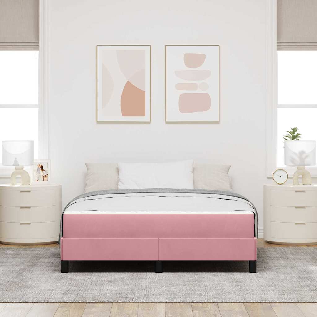 vidaXL Κρεβάτι box spring με στρώμα με στρώμα Ροζ 160 x 200 cm Βελούδο