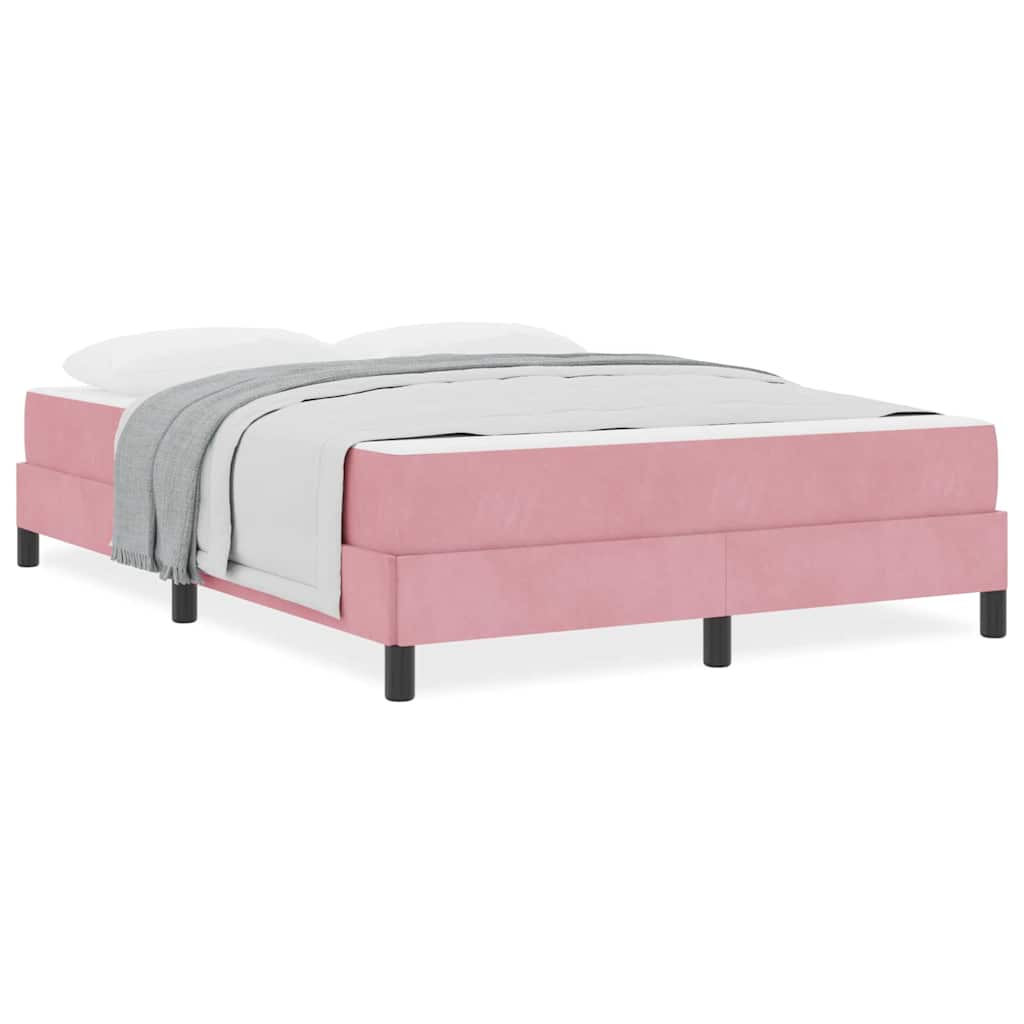 vidaXL Κρεβάτι box spring με στρώμα με στρώμα Ροζ 160 x 200 cm Βελούδο