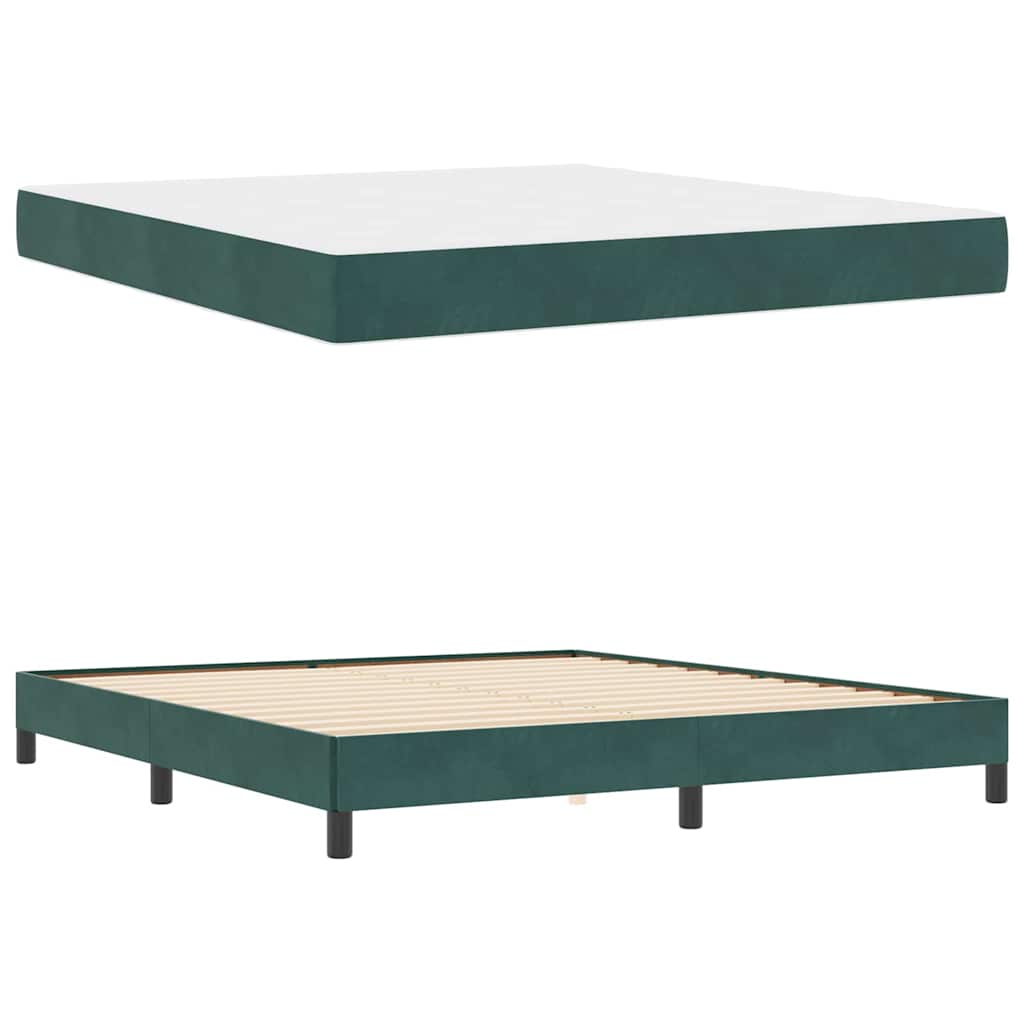 vidaXL Κρεβάτι box spring με στρώμα Σκούρο Πράσινο 180 x 200 cm