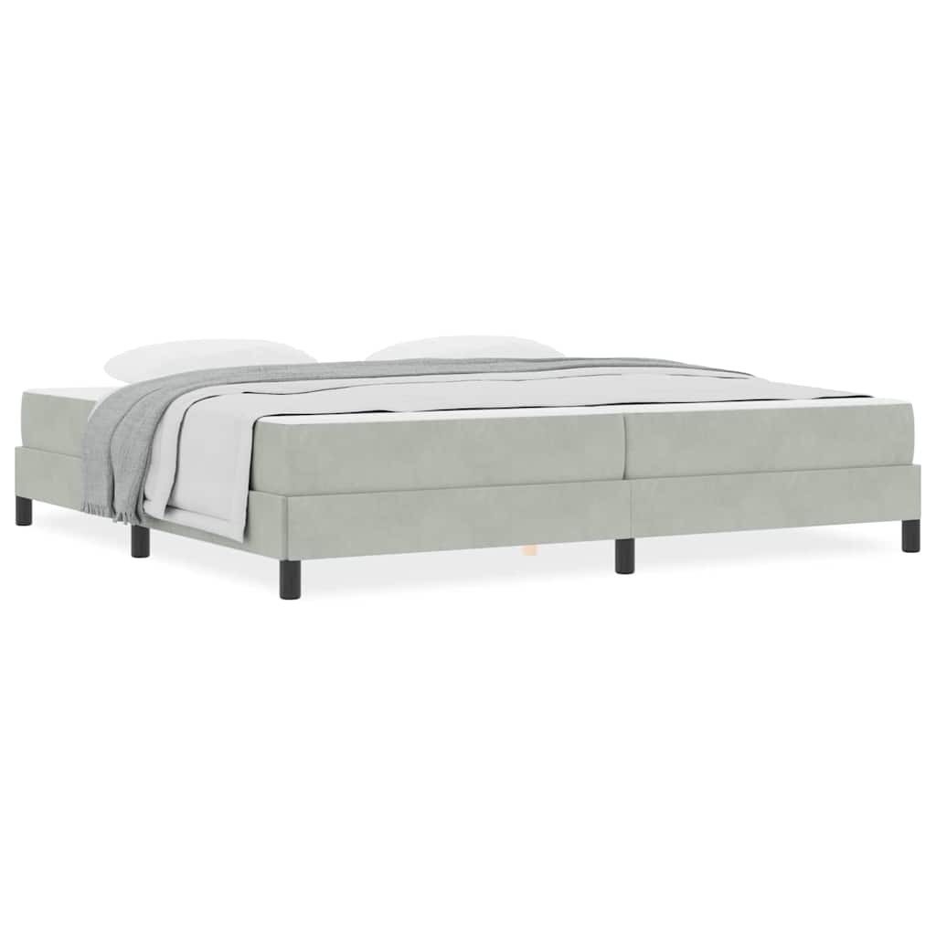 vidaXL Κρεβάτι box spring με στρώμα Ανοιχτό γκρι 200 x 200 cm Βελούδο