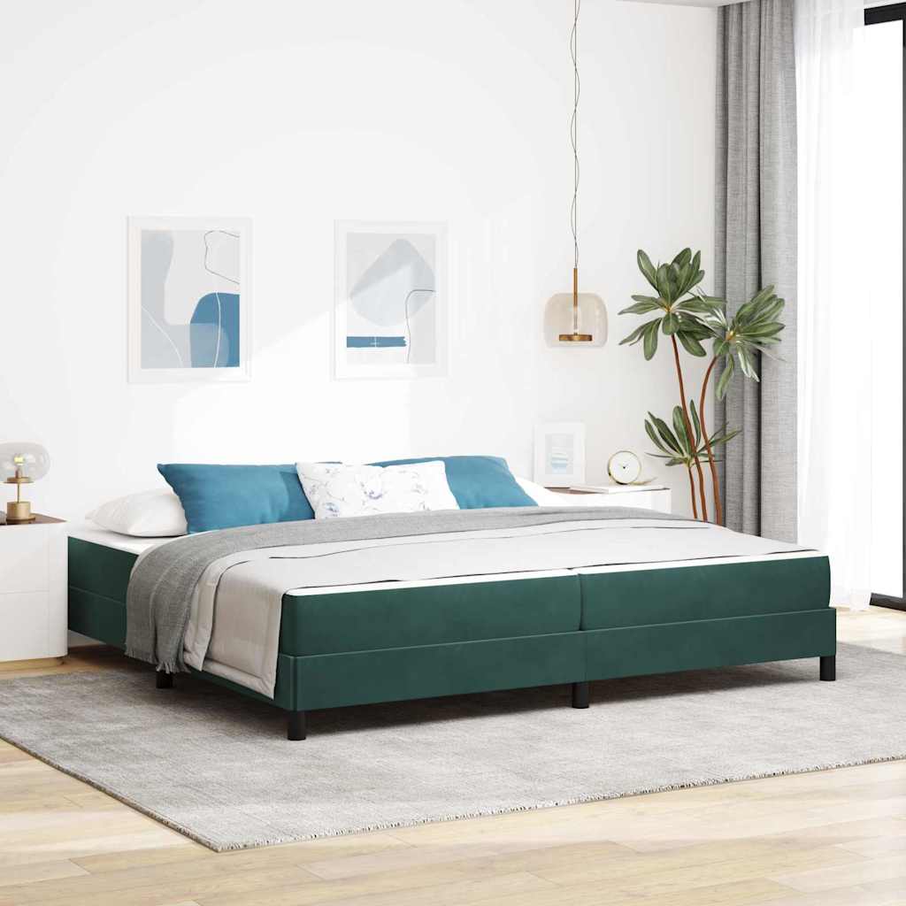 vidaXL Κρεβάτι με ελατήρια Σκούρο Πράσινο 200 x 200 cm ύφασμα