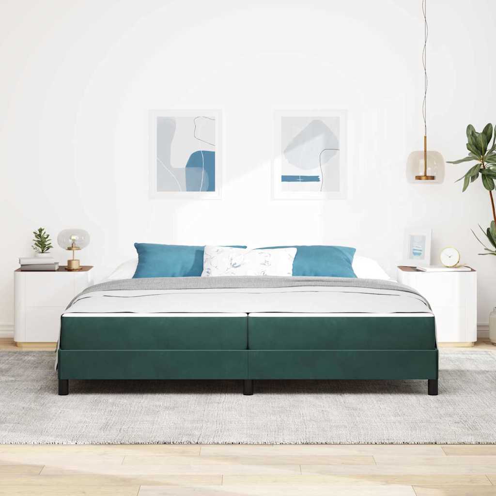 vidaXL Κρεβάτι με ελατήρια Σκούρο Πράσινο 200 x 200 cm ύφασμα