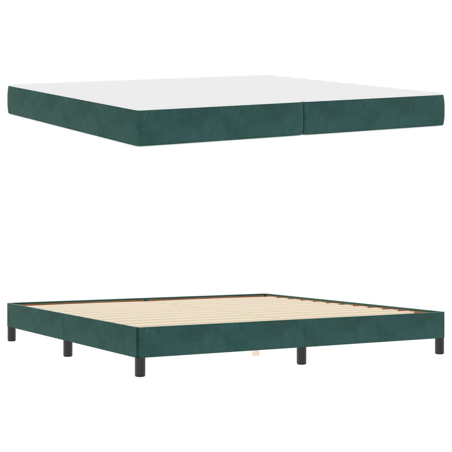 vidaXL Κρεβάτι με ελατήρια Σκούρο Πράσινο 200 x 200 cm ύφασμα