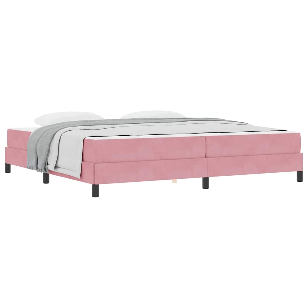 vidaXL Κρεβάτι box spring με στρώμα με στρώμα Ροζ 200 x 200 cm Βελούδο