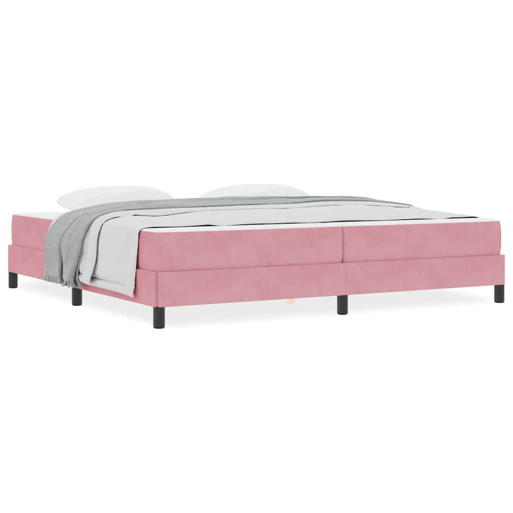vidaXL Κρεβάτι box spring με στρώμα με στρώμα Ροζ 200 x 200 cm Βελούδο