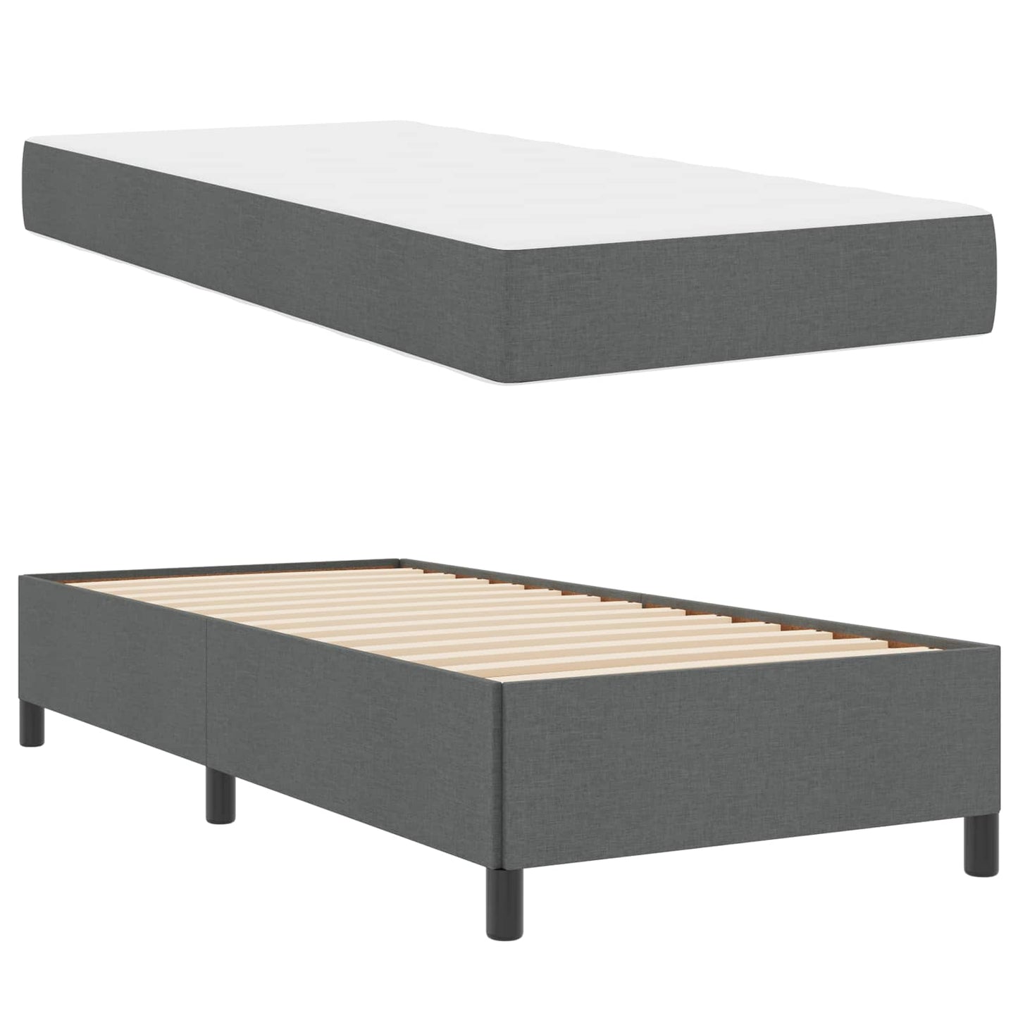 vidaXL Κρεβάτι με ελατήρια Σκούρο Γκρι 80 x 200 cm ύφασμα