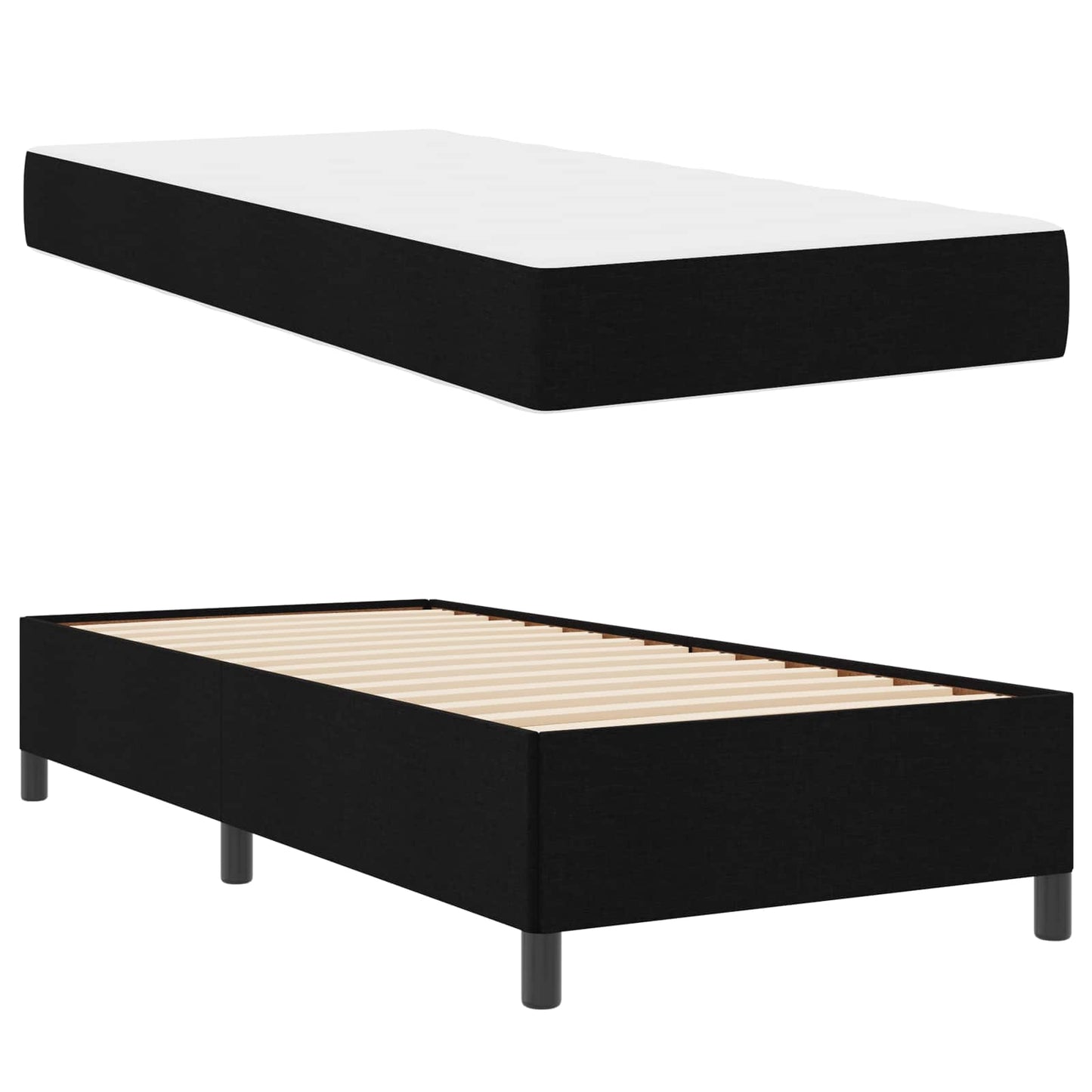 vidaXL Κρεβάτι με ελατήρια με στρώμα Μαύρο 90 x 190 cm ύφασμα
