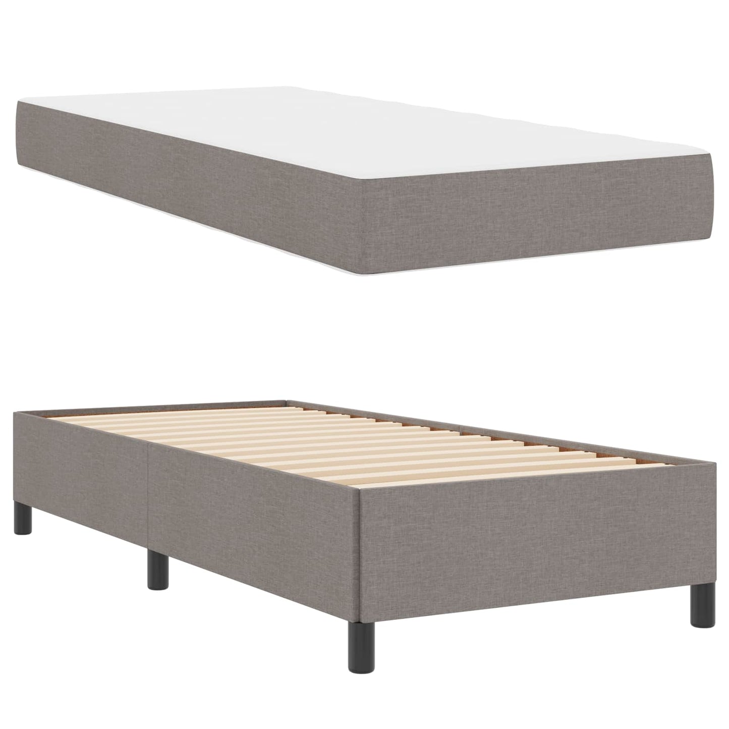 vidaXL Κρεβάτι με ελατήρια με στρώμα Taupe 90 x 190 cm ύφασμα