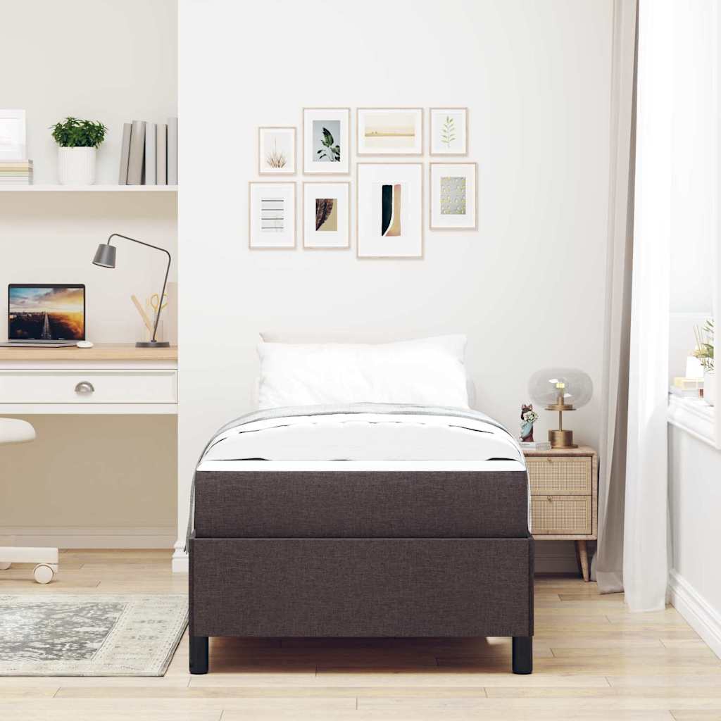 vidaXL Κρεβάτι με ελατήρια Σκούρο Καφέ 100 x 200 cm ύφασμα