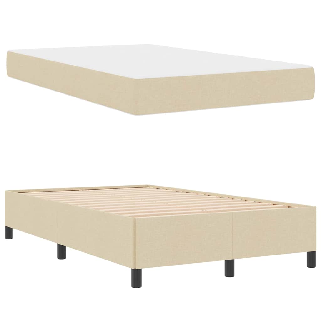 vidaXL Κρεβάτι με ελατήρια Κρεμ 120 x 190 cm ύφασμα