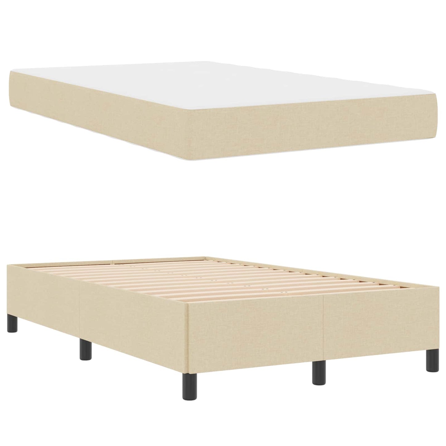 vidaXL Κρεβάτι με ελατήρια Κρεμ 120 x 200 cm ύφασμα