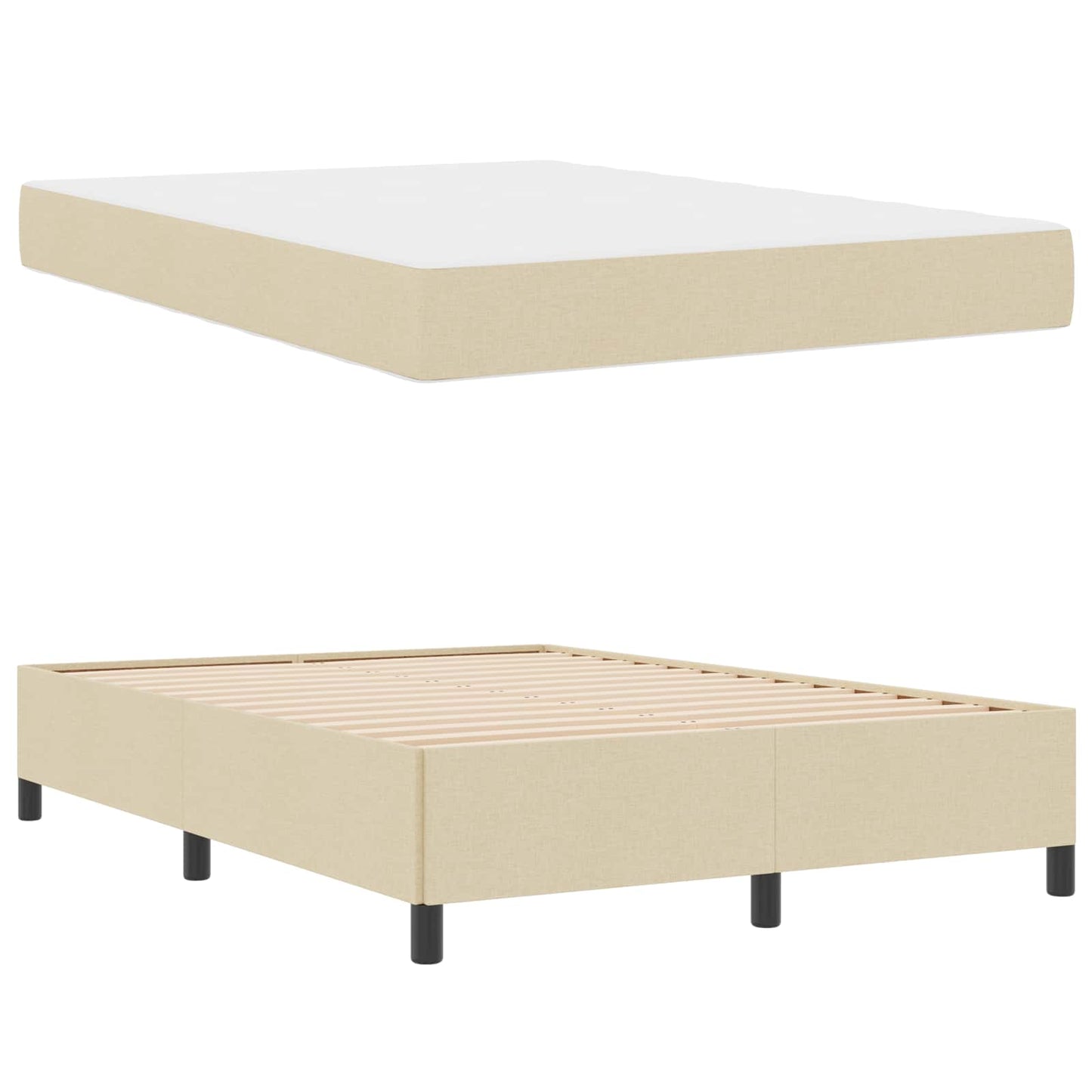 vidaXL Κρεβάτι με ελατήρια με στρώμα Κρεμ 140 x 190 cm ύφασμα