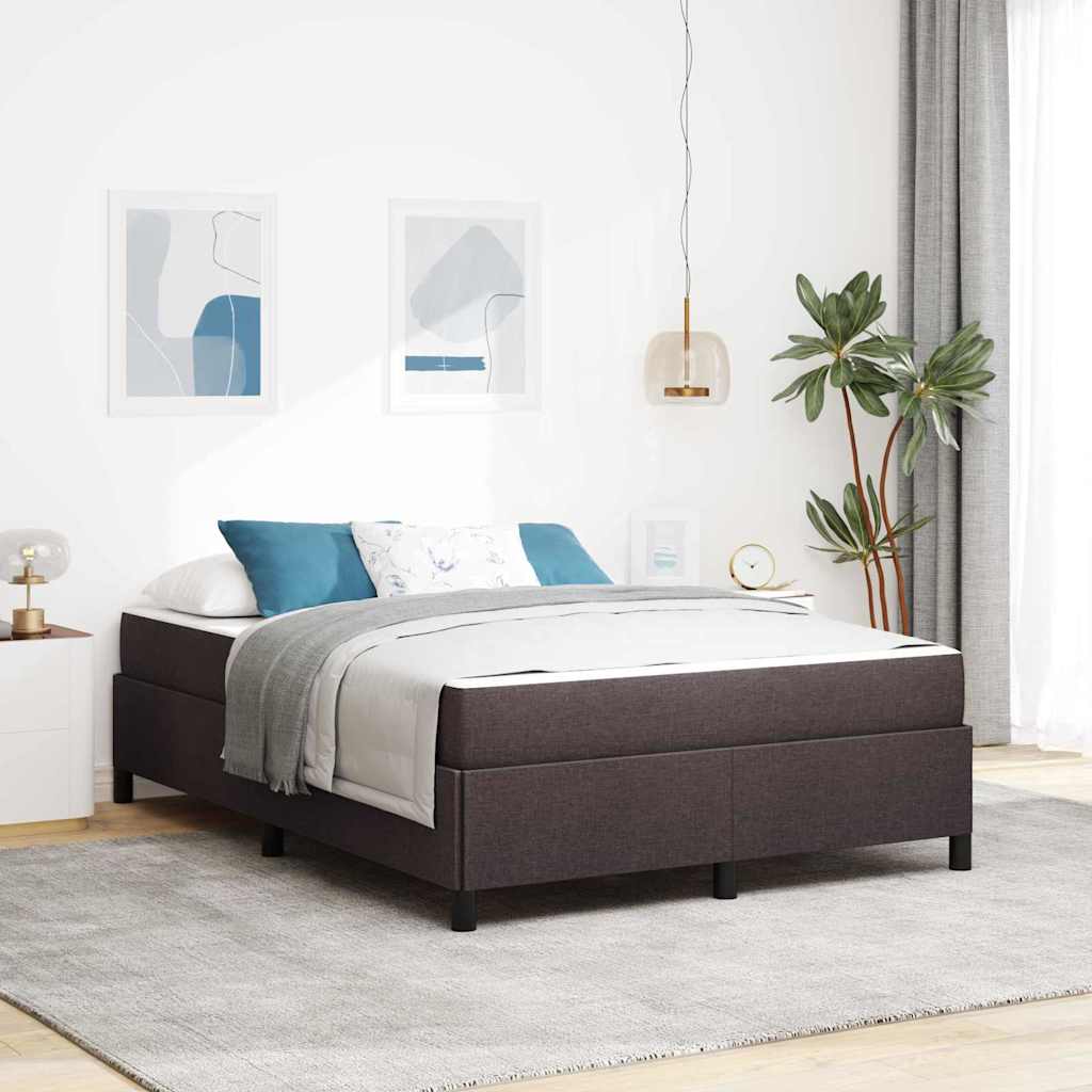 vidaXL Κρεβάτι με ελατήρια Σκούρο Καφέ 140 x 200 cm ύφασμα