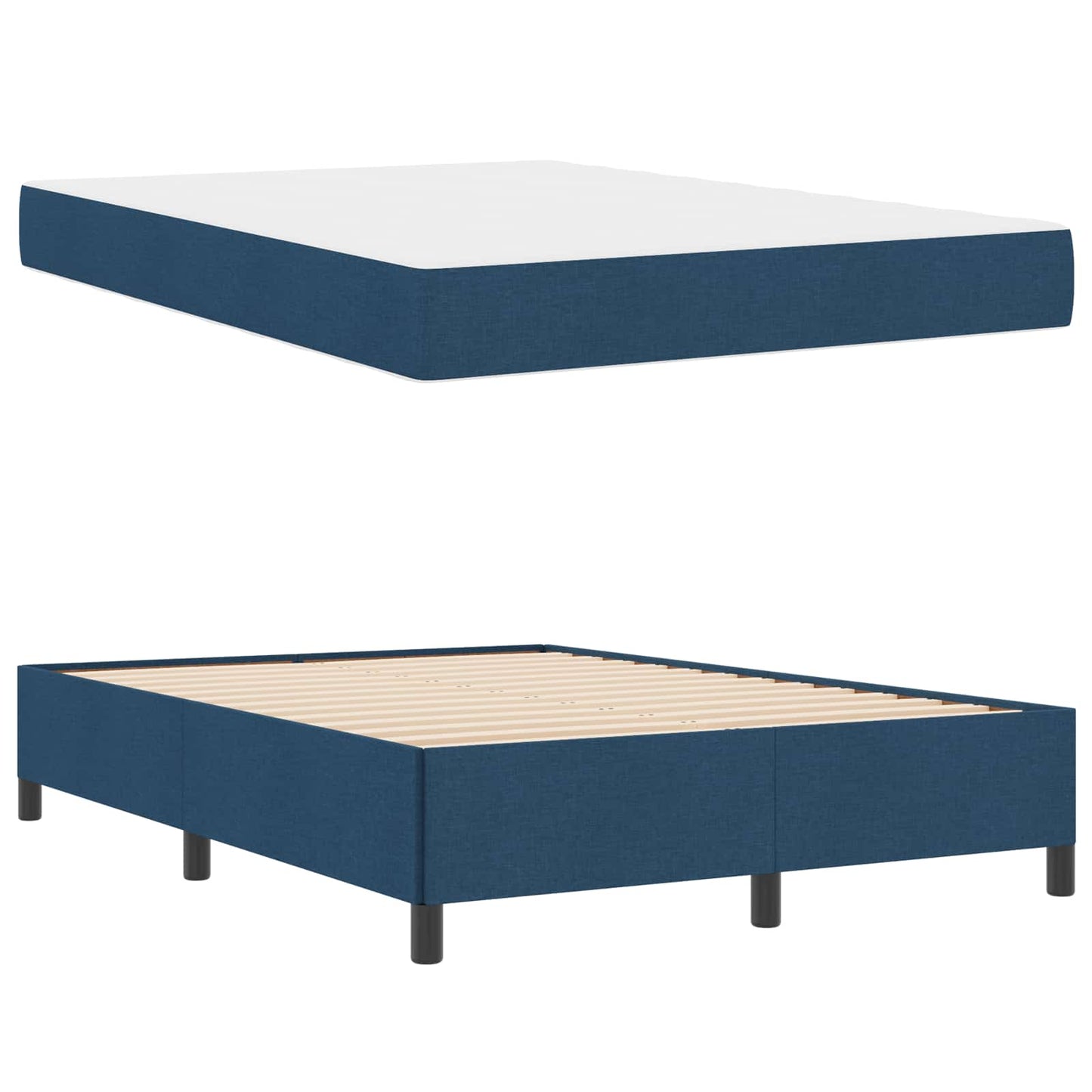 vidaXL Κρεβάτι με ελατήρια Μπλε 140 x 200 cm ύφασμα