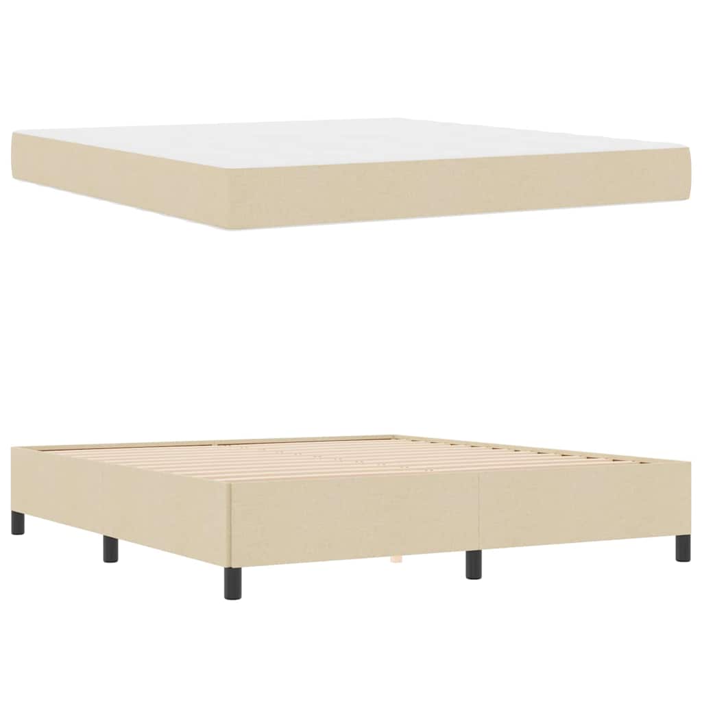 vidaXL Κρεβάτι με ελατήρια Κρεμ 180 x 200 cm ύφασμα