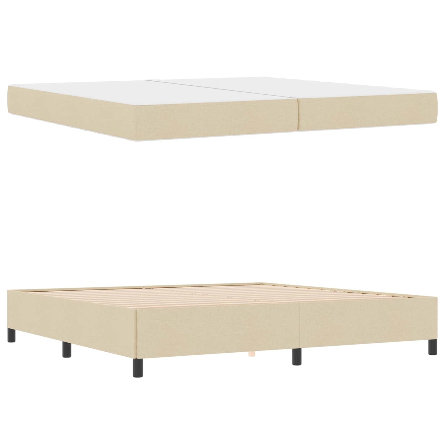 vidaXL Κρεβάτι με ελατήρια με στρώμα Κρεμ 200 x 200 cm ύφασμα