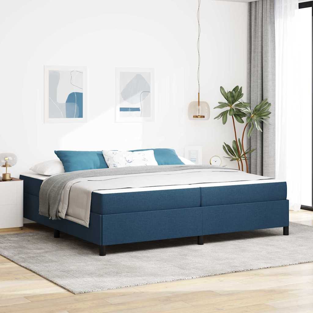 vidaXL Κρεβάτι με ελατήρια με στρώμα Μπλε 200 x 200 cm ύφασμα