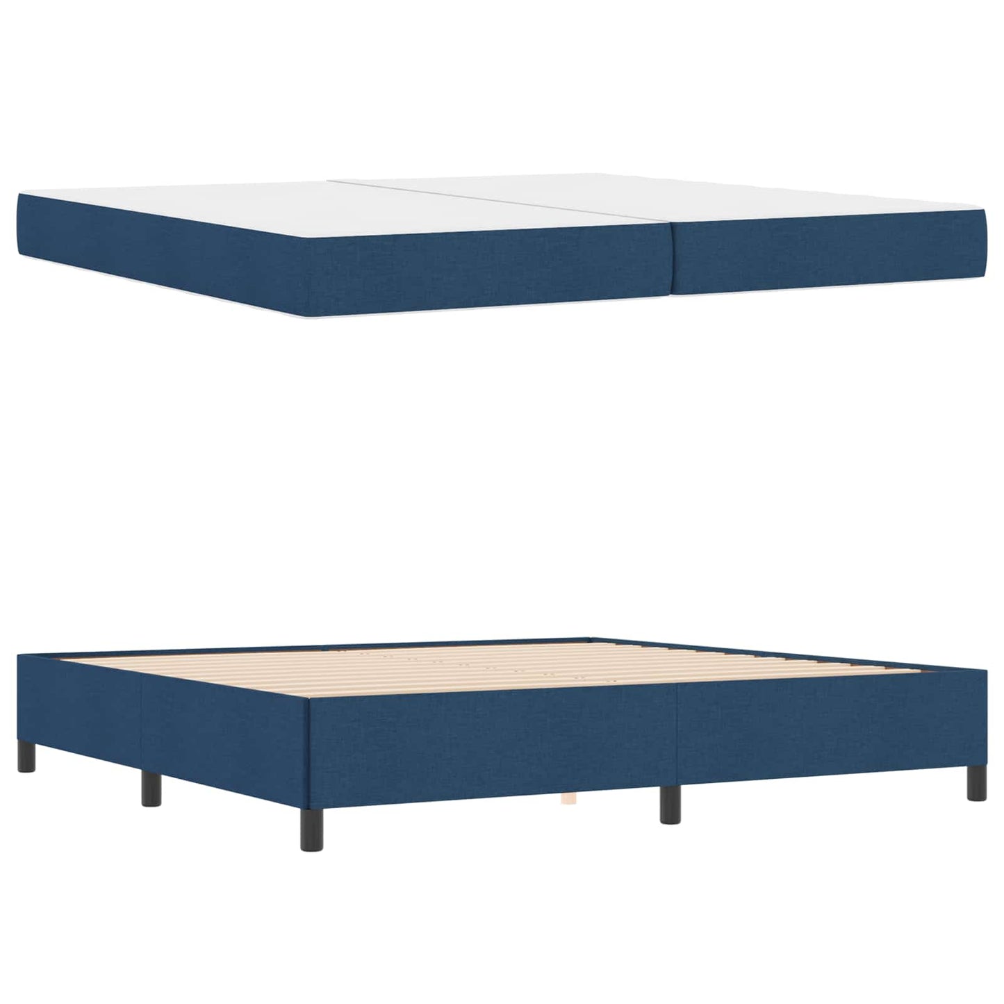 vidaXL Κρεβάτι με ελατήρια με στρώμα Μπλε 200 x 200 cm ύφασμα