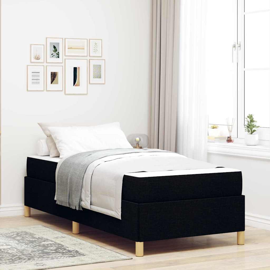 vidaXL Σκελετός Κρεβατιού με στρώμα Μαύρο 90 x 190 cm ύφασμα