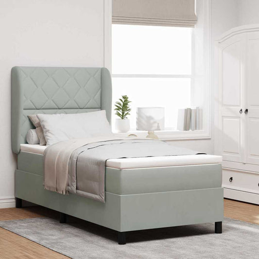 vidaXL Κρεβάτι με ελατήρια Ανοιχτό γκρι 190 x 90 cm Βελούδο