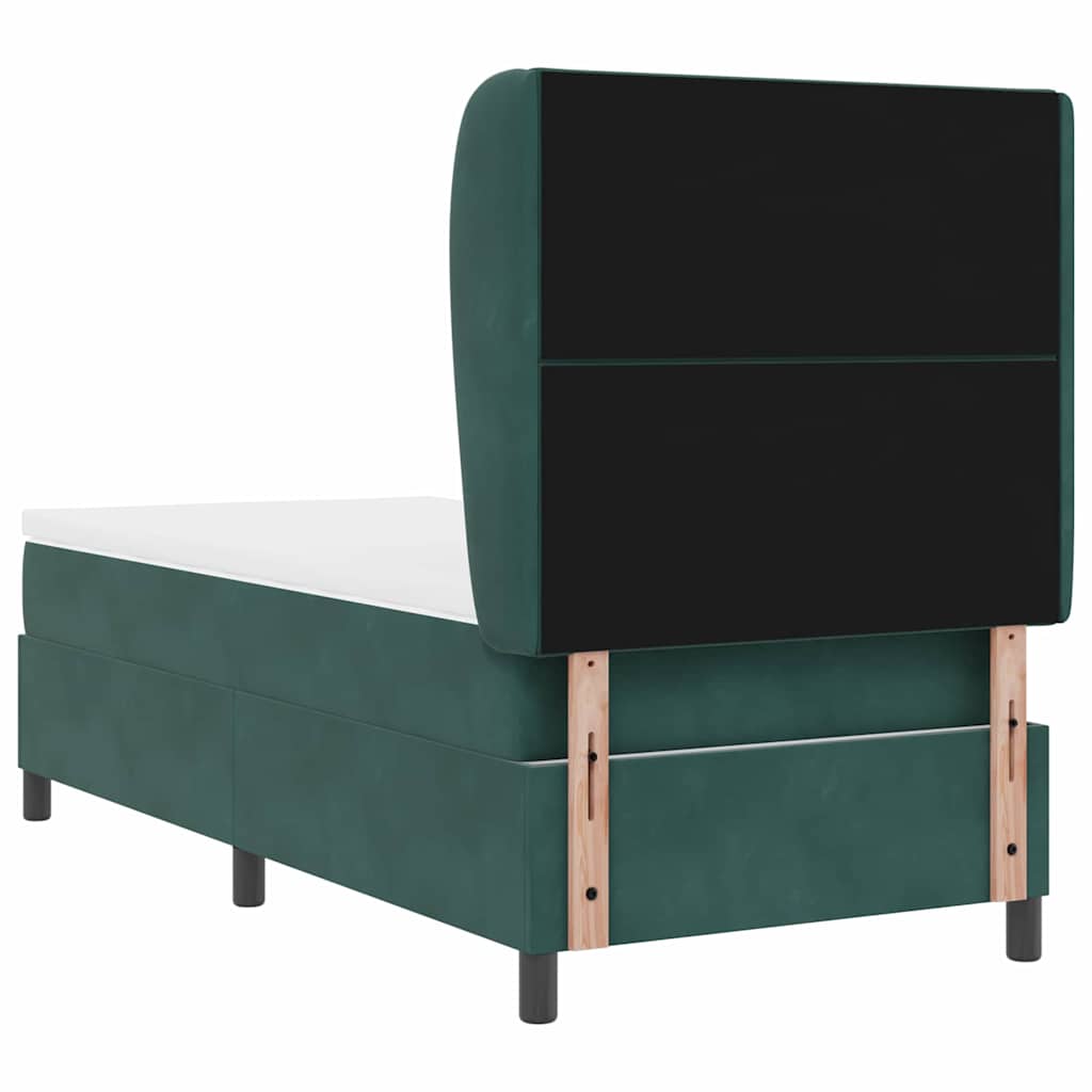 vidaXL Κρεβάτι με ελατήρια Σκούρο Πράσινο 190 x 90 cm Βελούδο