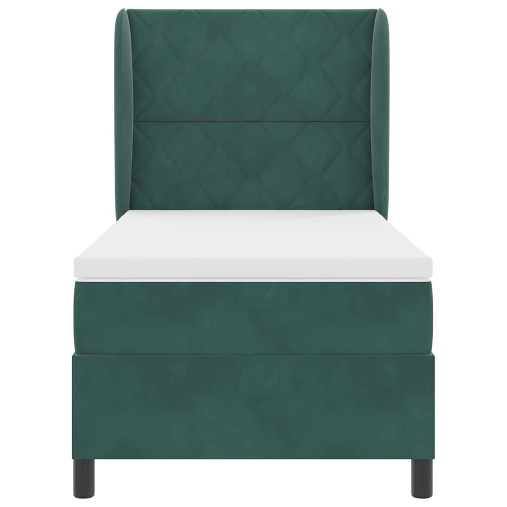 vidaXL Κρεβάτι με ελατήρια Σκούρο Πράσινο 190 x 90 cm Βελούδο